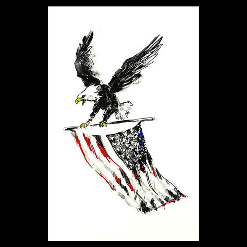 eagle with flag drawings
